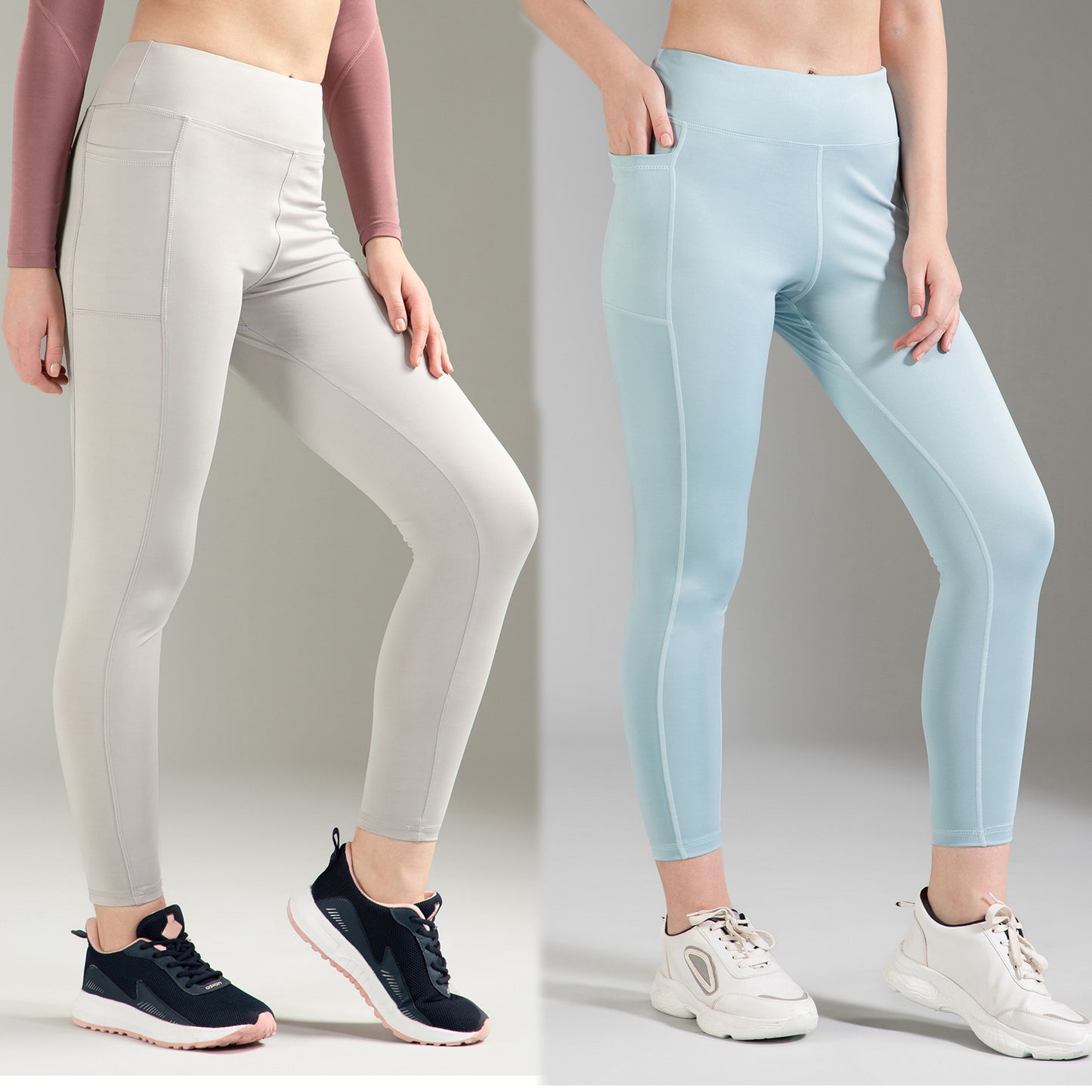Light Grey & Sea Green Combo Leggings