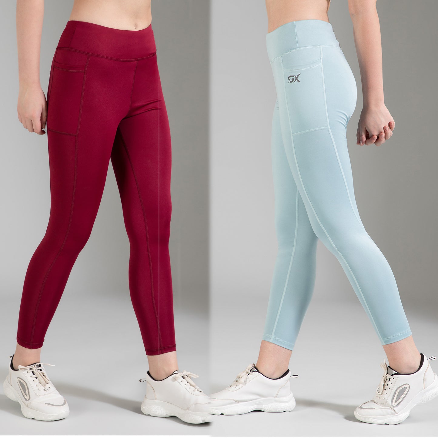 Sea Green & Maroon Combo Leggings