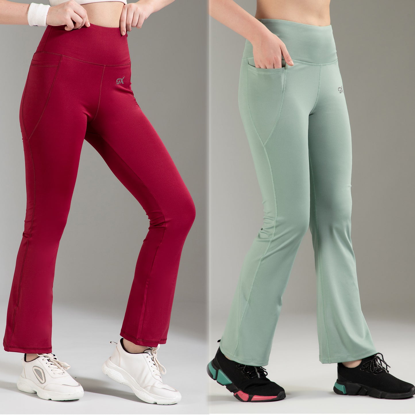Super Flare Pants Maroon & Pista Combo