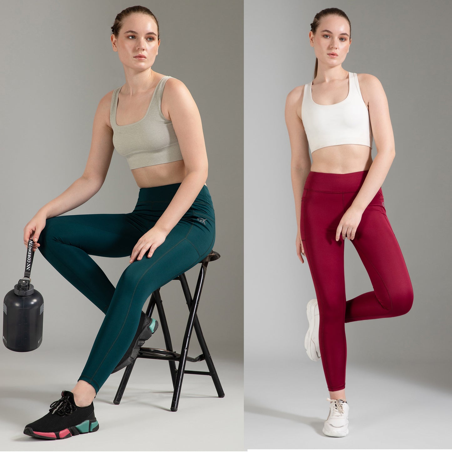 Maroon & Dark Green Combo Leggings