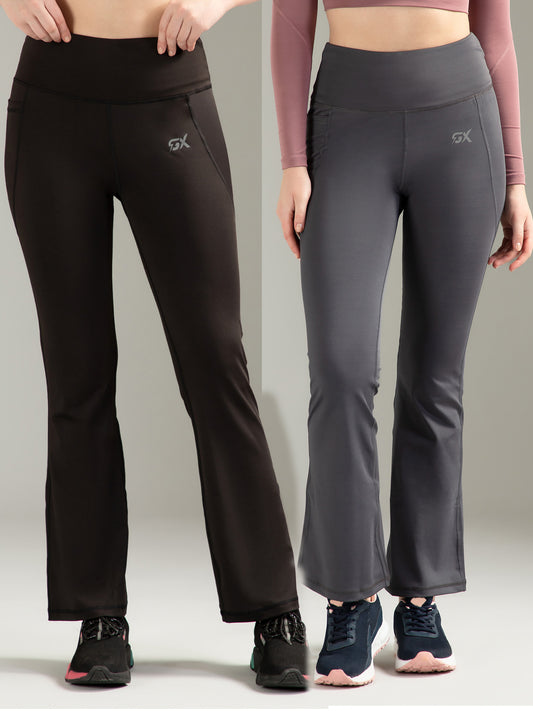 Super Flare Pants Black and Dark Grey Combo