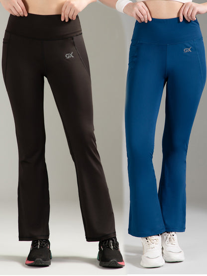 Super Flare Pants Black & Blue Combo