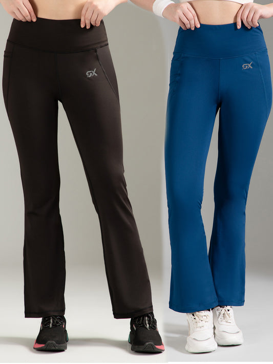 Super Flare Pants Black & Blue Combo