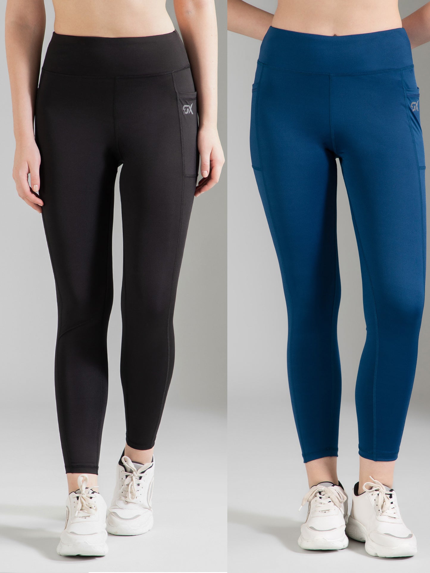 Black & Blue Combo Leggings