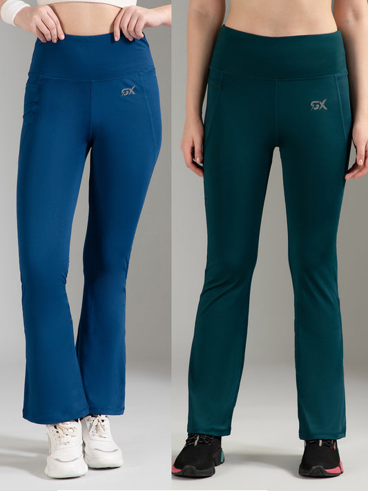 Super Flare Pants Blue & Dark Green Combo
