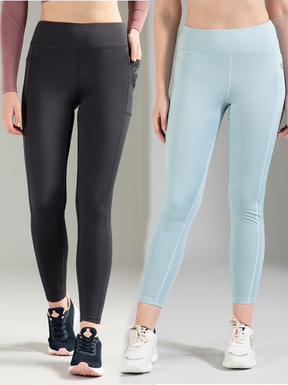 Dark Grey & Sea Green Combo Leggings