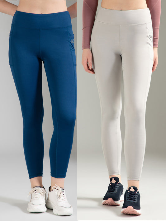 Blue & Light Grey Combo Leggings
