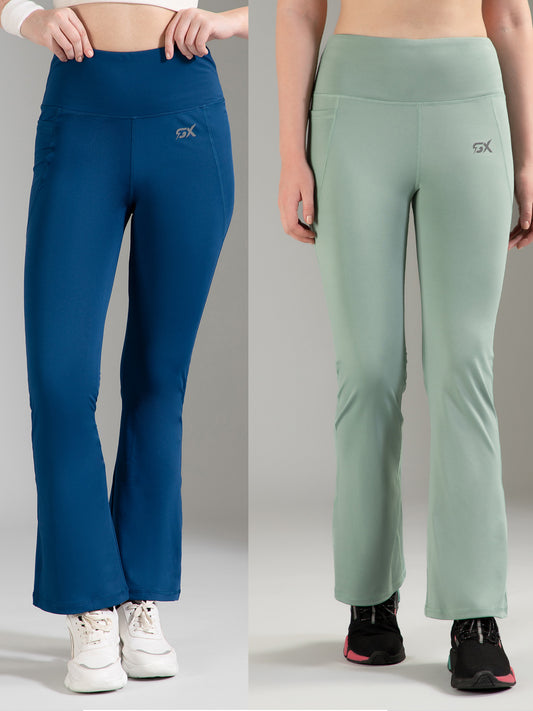 Super Flare Pants Blue & Pista Combo