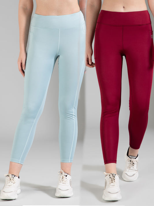 Sea Green & Maroon Combo Leggings