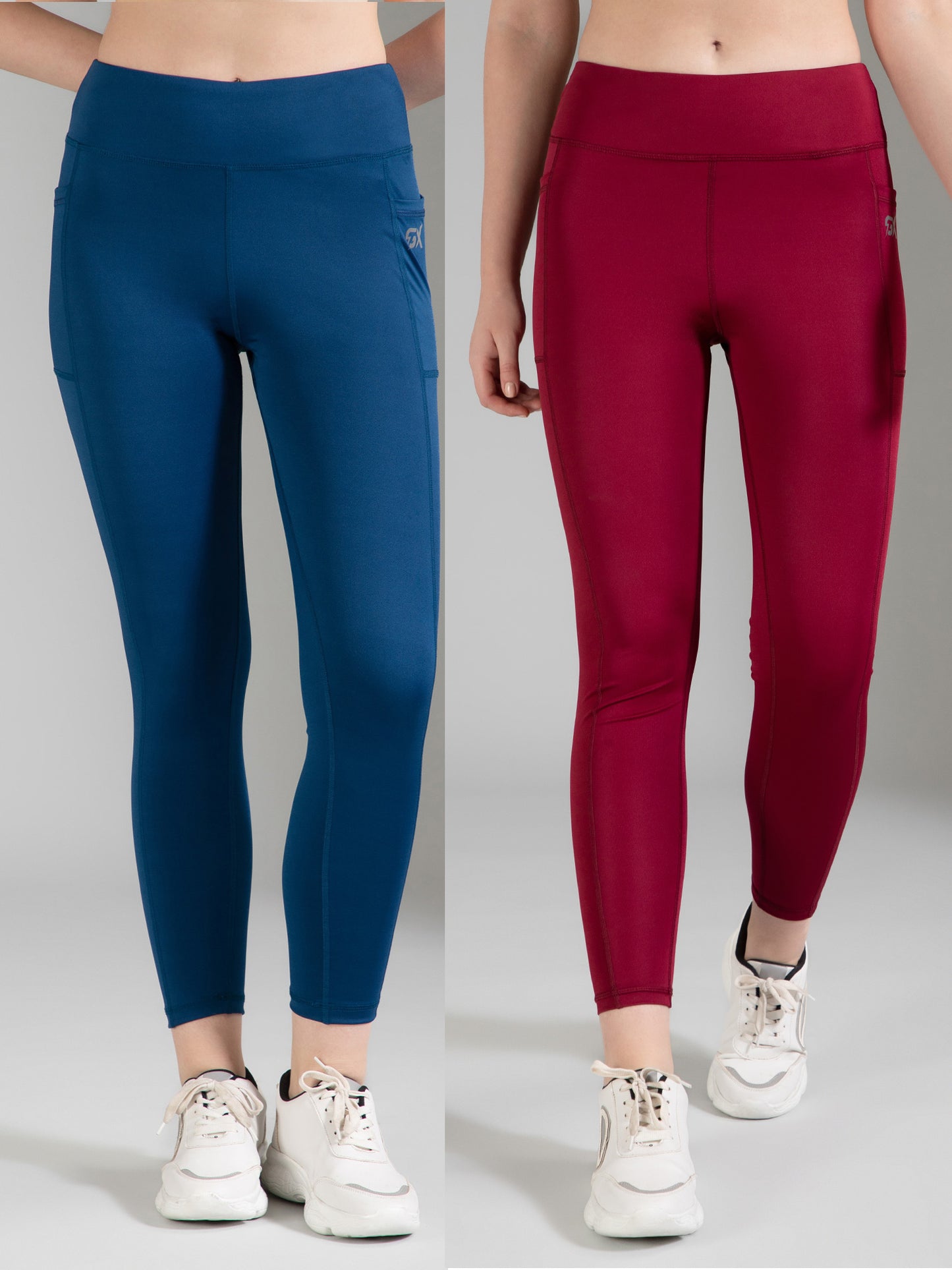 Blue & Maroon Combo Leggings