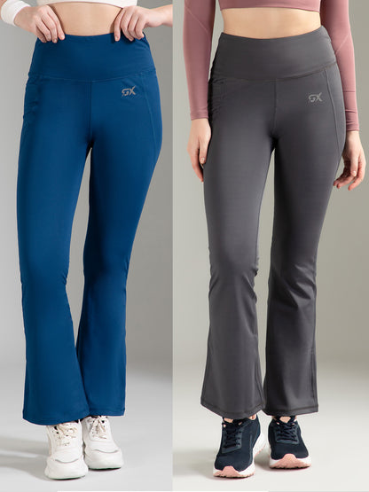 Super Flare Pants Blue & Dark Grey Combo