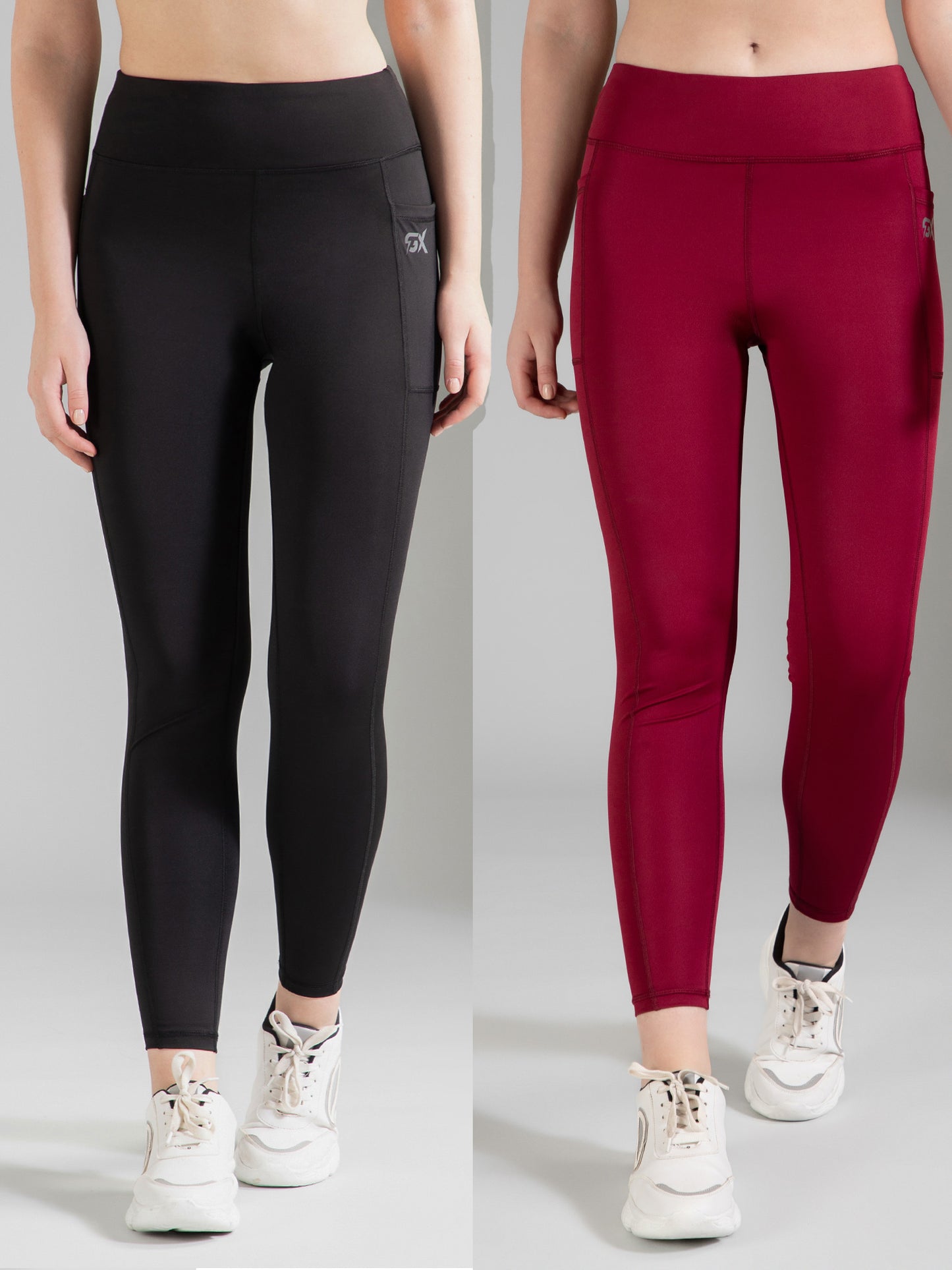 Black & Maroon Combo Leggings