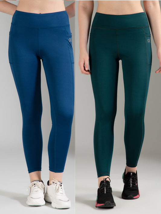 Blue & Dark Green Combo Leggings