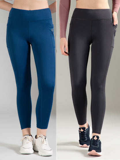 Blue & Dark Grey Combo Leggings