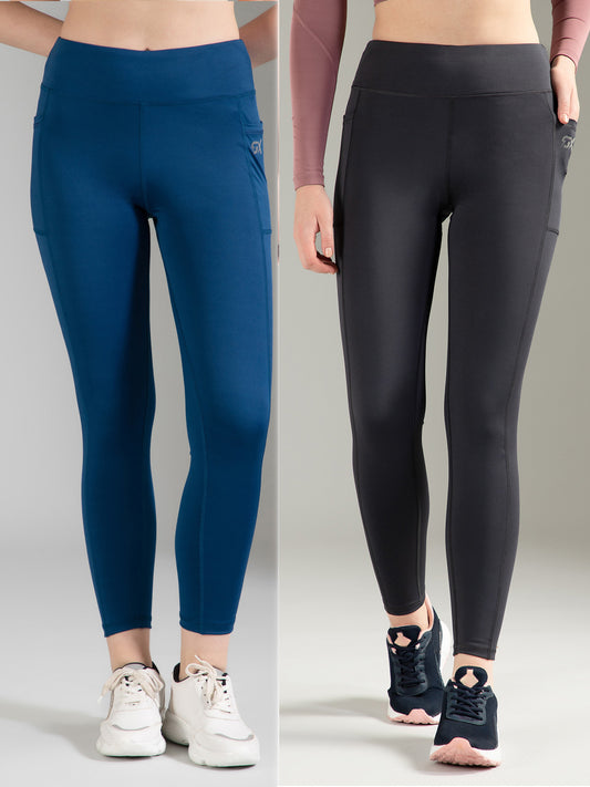 Blue & Dark Grey Combo Leggings
