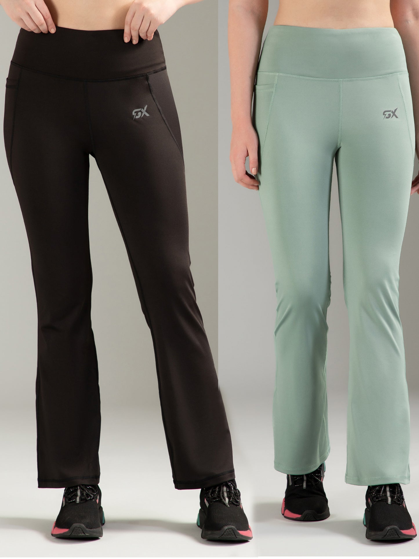 Super Flare Pants Black & Pista Combo