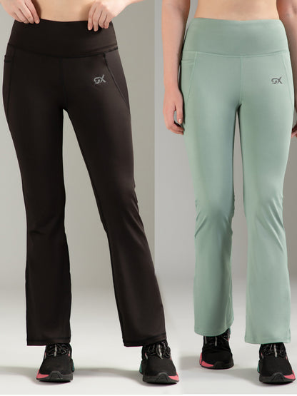 Super Flare Pants Black & Pista Combo