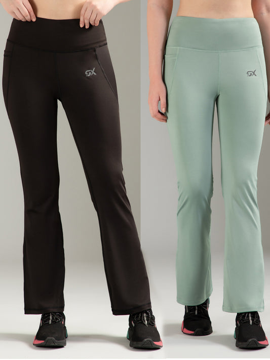 Super Flare Pants Black & Pista Combo