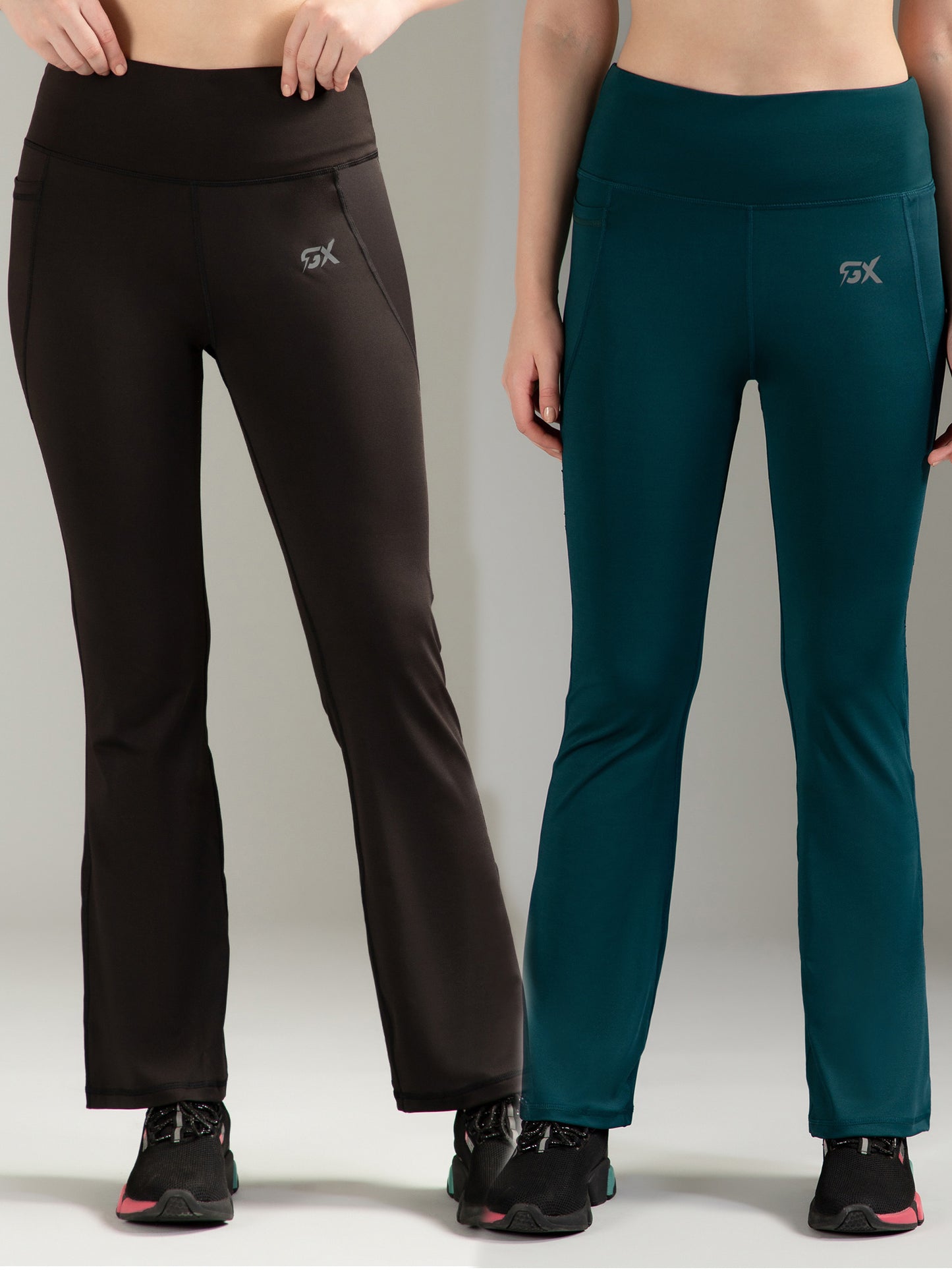 Super Flare Pants Black & Green Combo