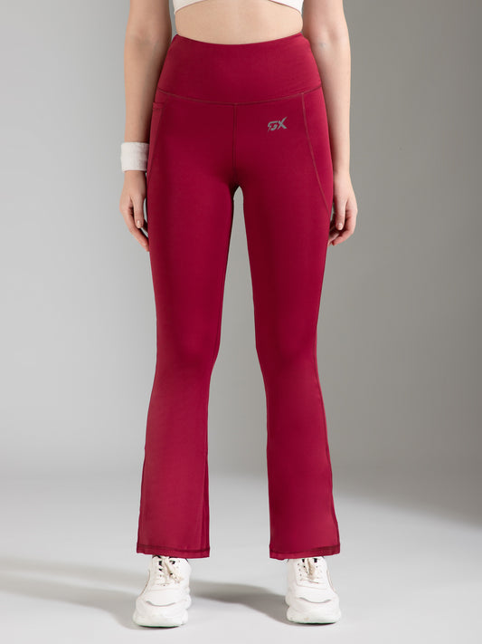 Super Flare Pants in Maroon