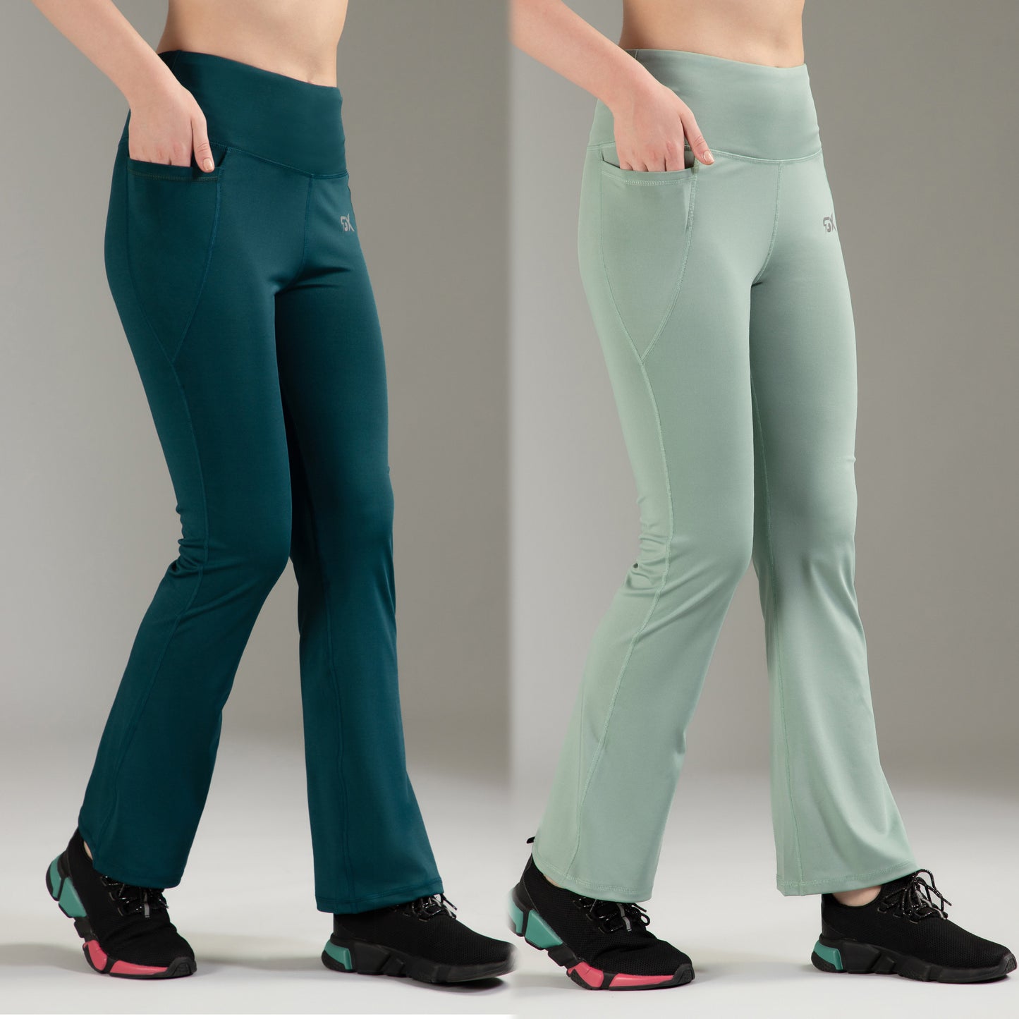 Super Flare Pants Dark Grey & Pista Combo