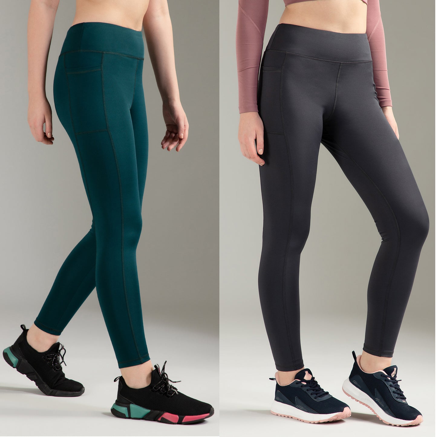 Dark Green & Dark Grey Combo Leggings