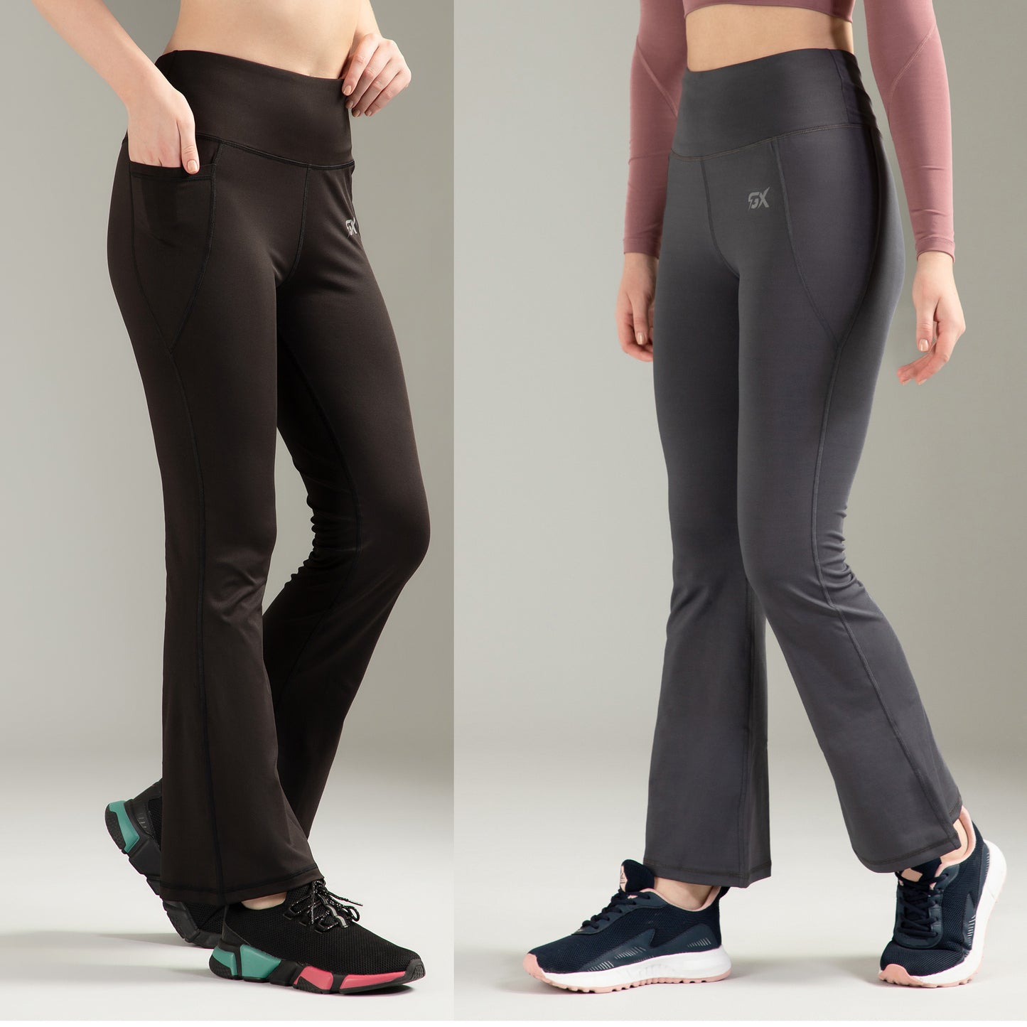 Super Flare Pants Black and Dark Grey Combo
