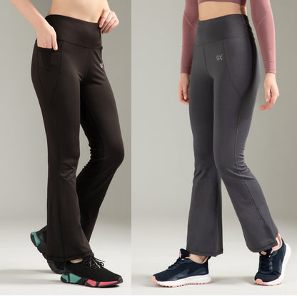 Super Flare Pants Black and Dark Grey Combo