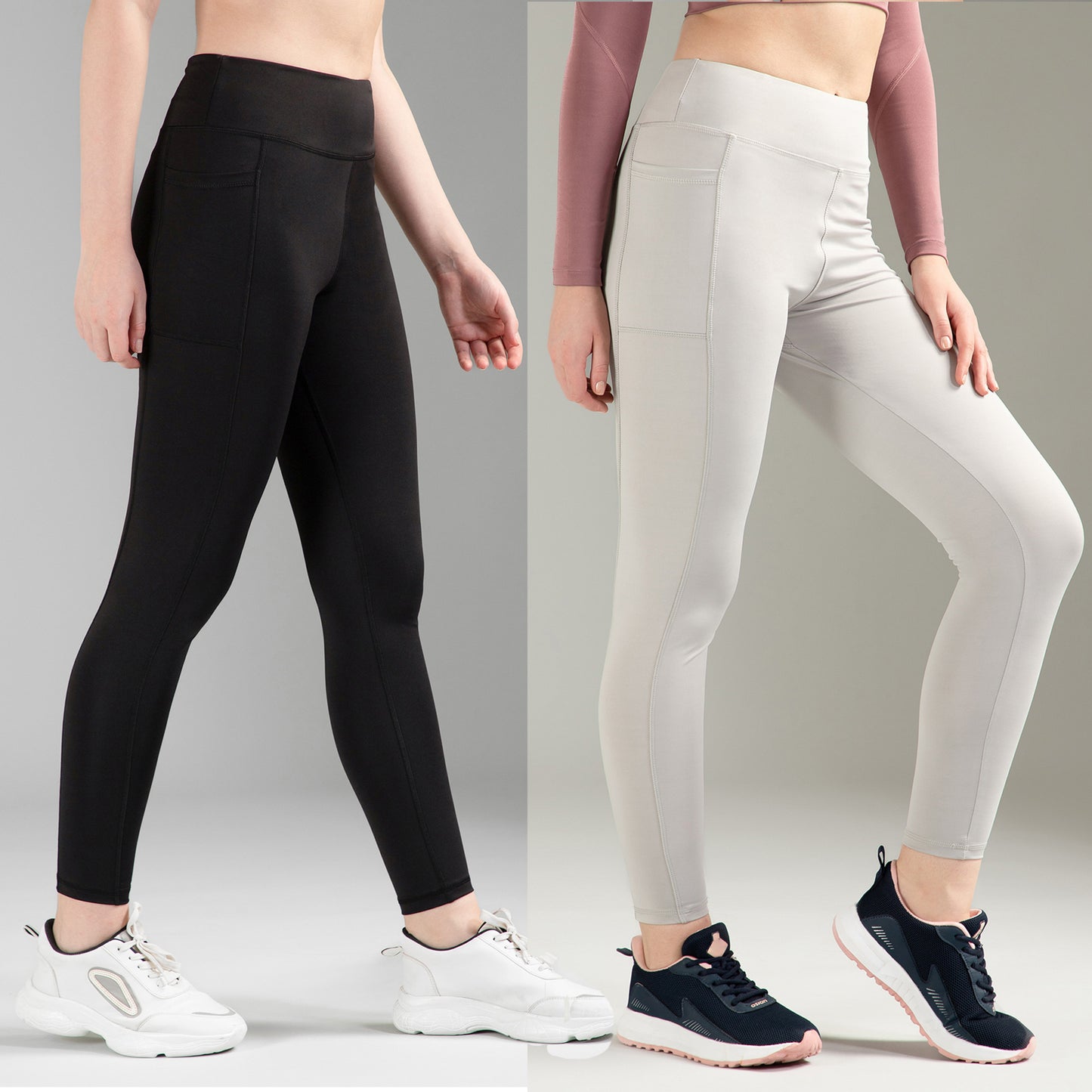 Black & Light Grey Combo Leggings