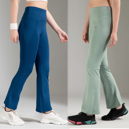 Super Flare Pants Blue & Pista Combo