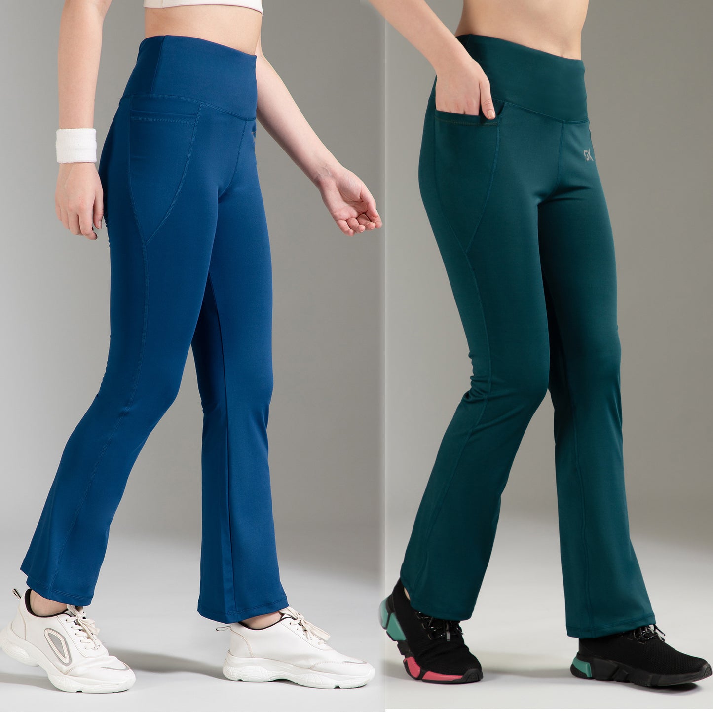 Super Flare Pants Blue & Dark Green Combo