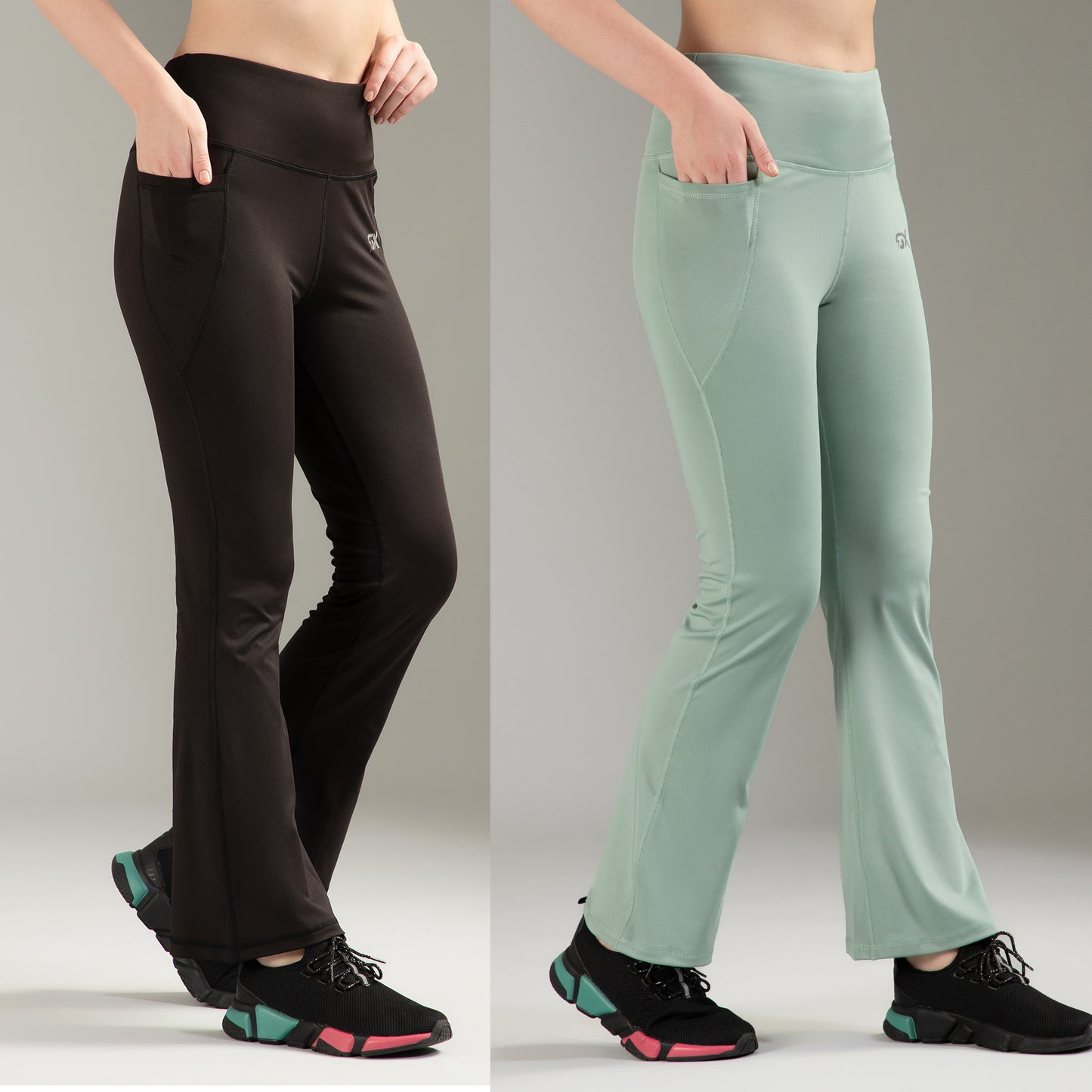 Super Flare Pants Black & Pista Combo