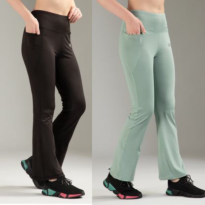 Super Flare Pants Black & Pista Combo
