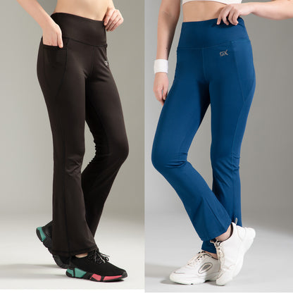 Super Flare Pants Black & Blue Combo