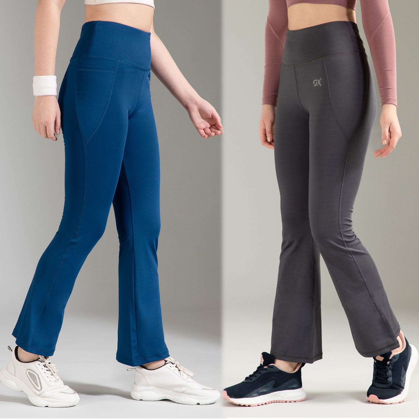 Super Flare Pants Blue & Dark Grey Combo