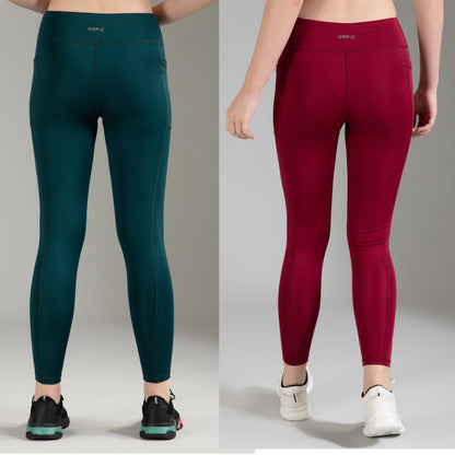Maroon & Dark Green Combo Leggings