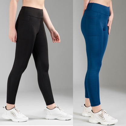Black & Blue Combo Leggings