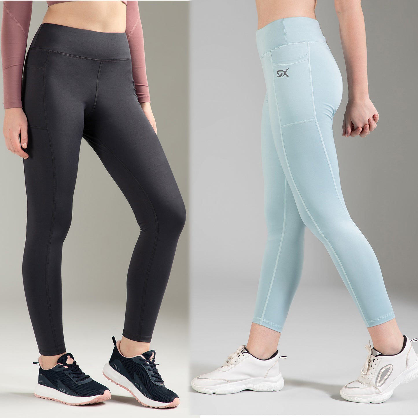 Dark Grey & Sea Green Combo Leggings