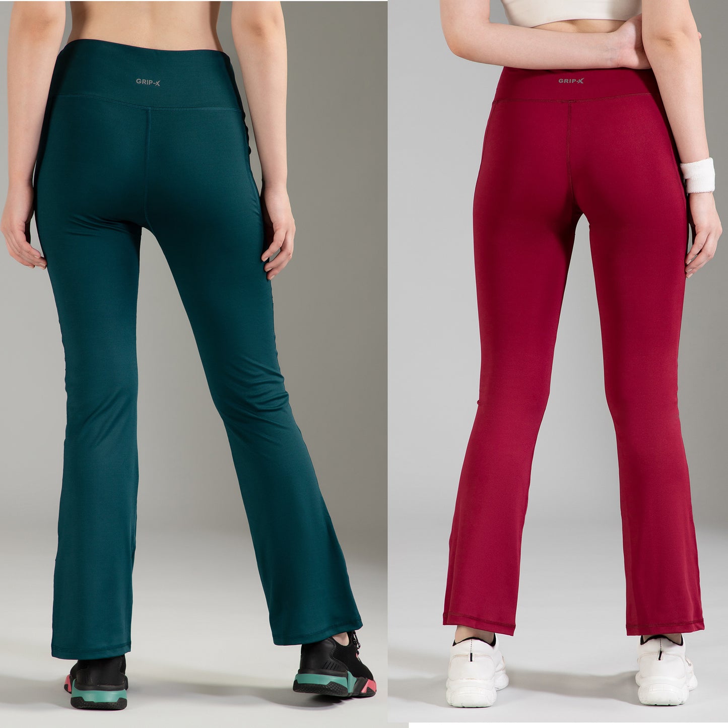Super Flare Pants Dark Grey & Maroon Combo