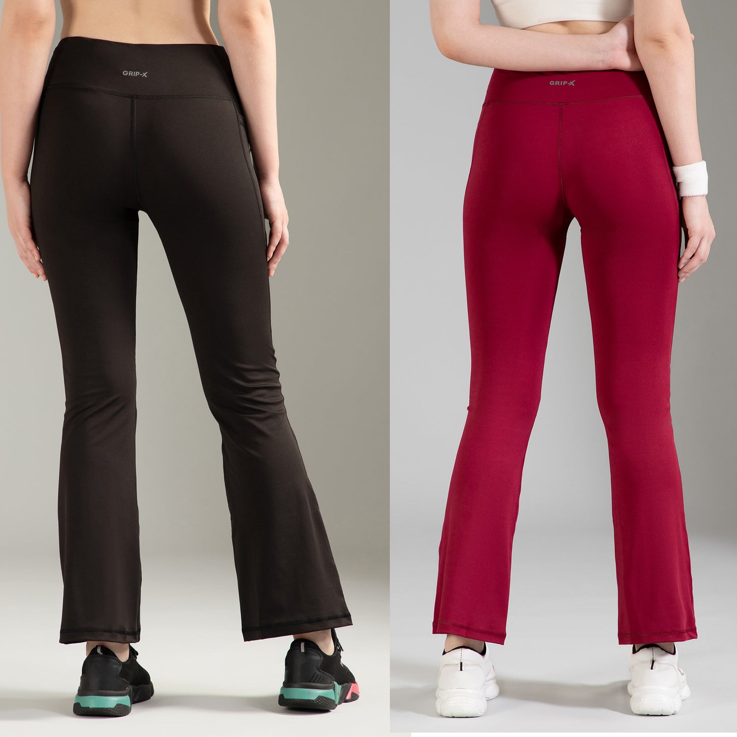 Super Flare Pants Black & Maroon Combo