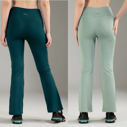 Super Flare Pants Dark green & Pista Combo