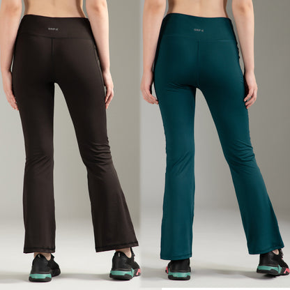 Super Flare Pants Black & Green Combo