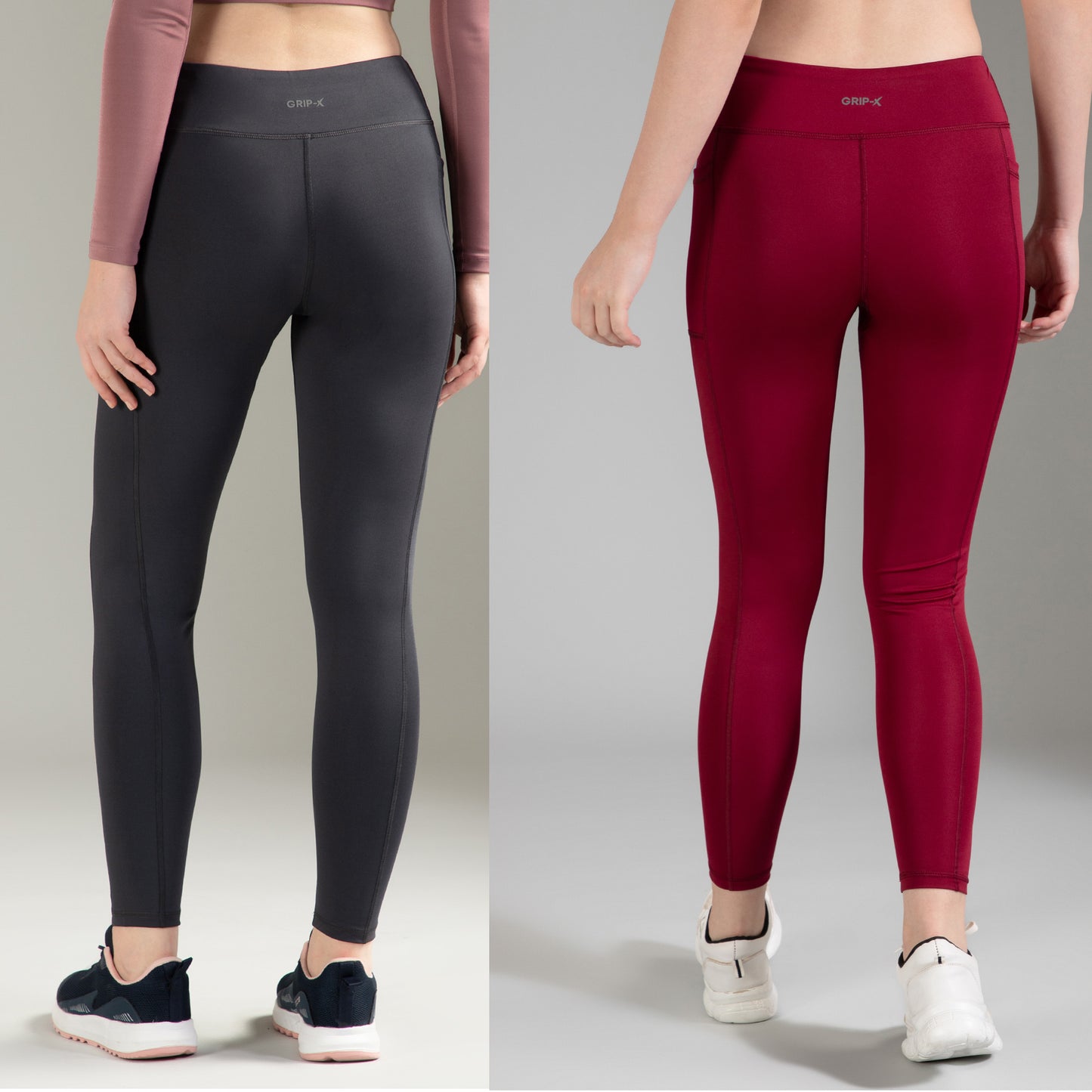 Dark Grey & Maroon Combo Leggings