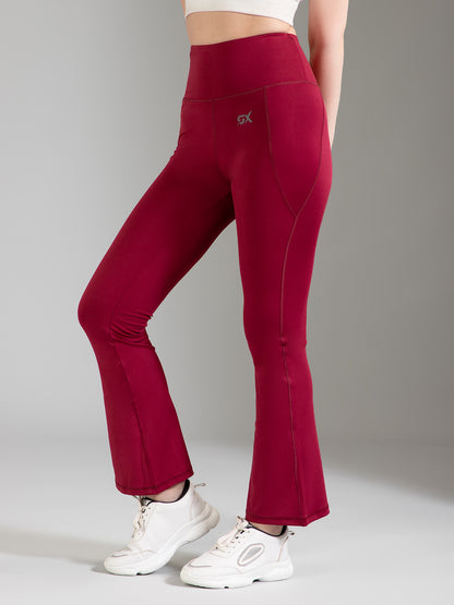 Super Flare Pants in Maroon
