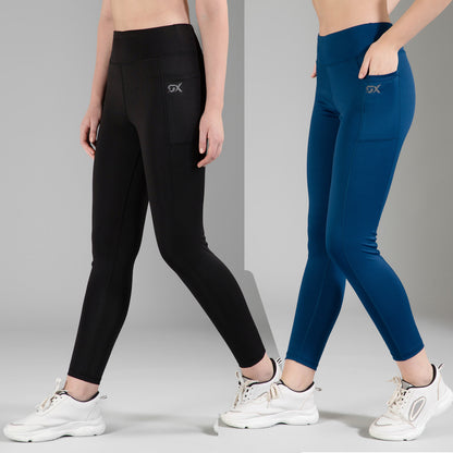 Black & Blue Combo Leggings