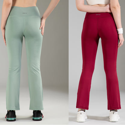 Super Flare Pants Maroon & Pista Combo