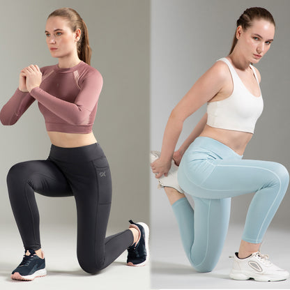 Dark Grey & Sea Green Combo Leggings