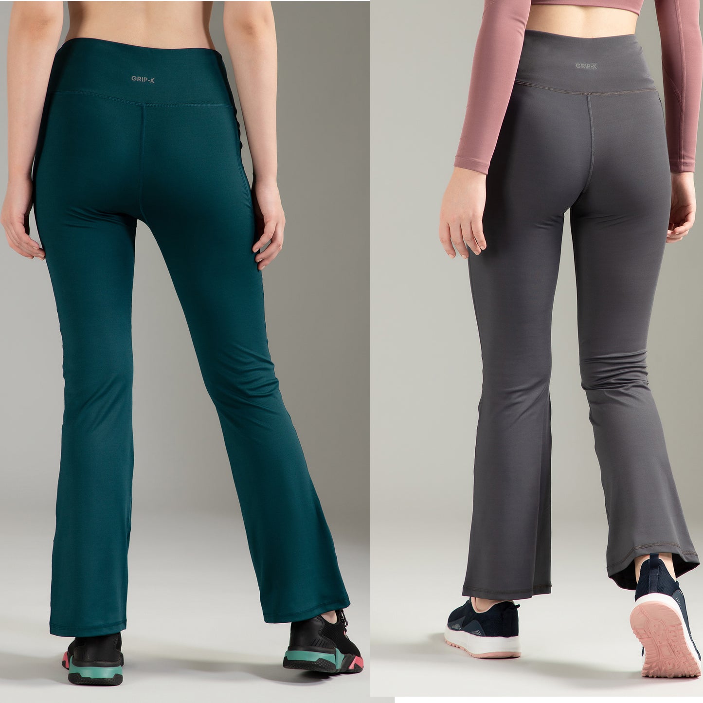 Super Flare Pants Dark Grey & Green Combo