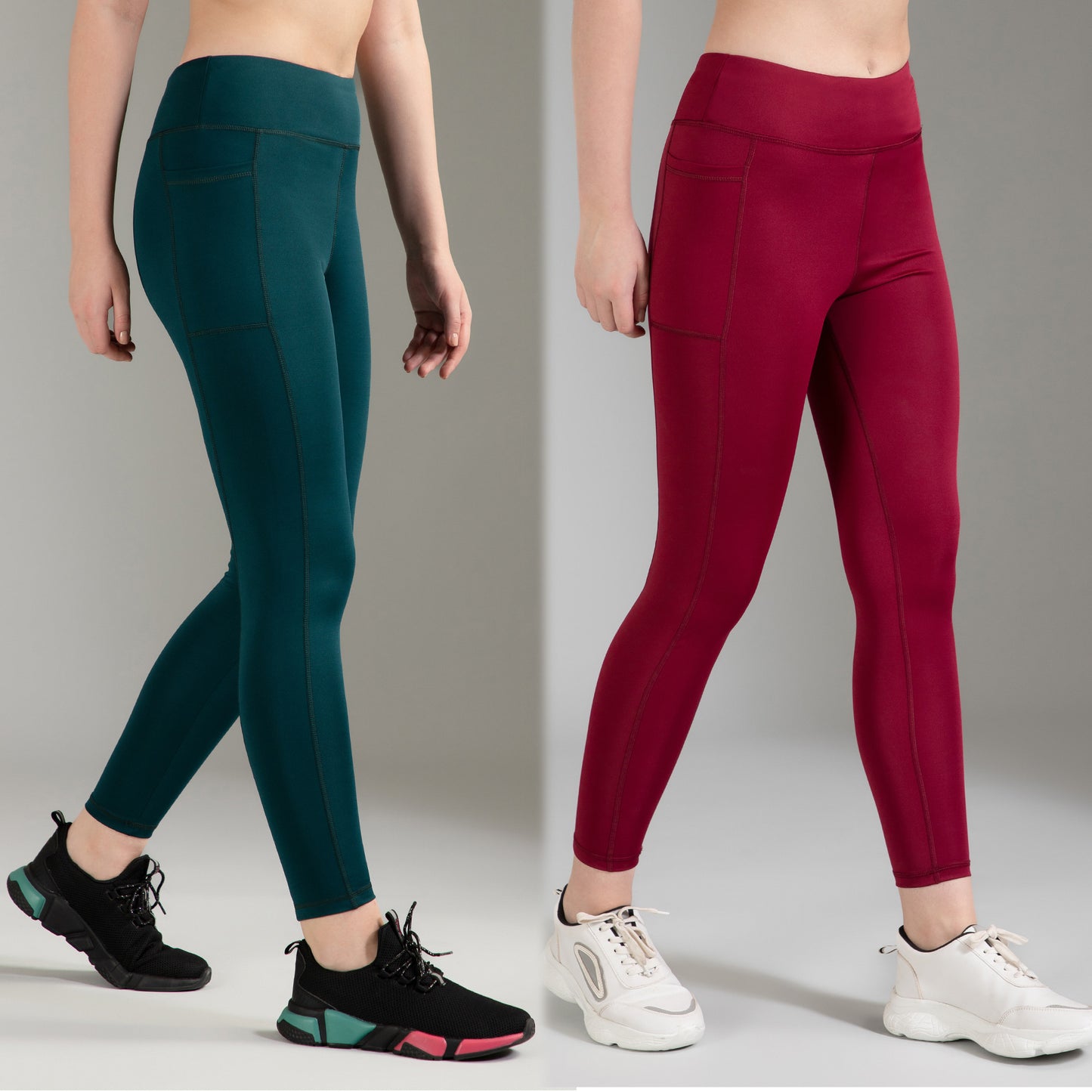 Maroon & Dark Green Combo Leggings