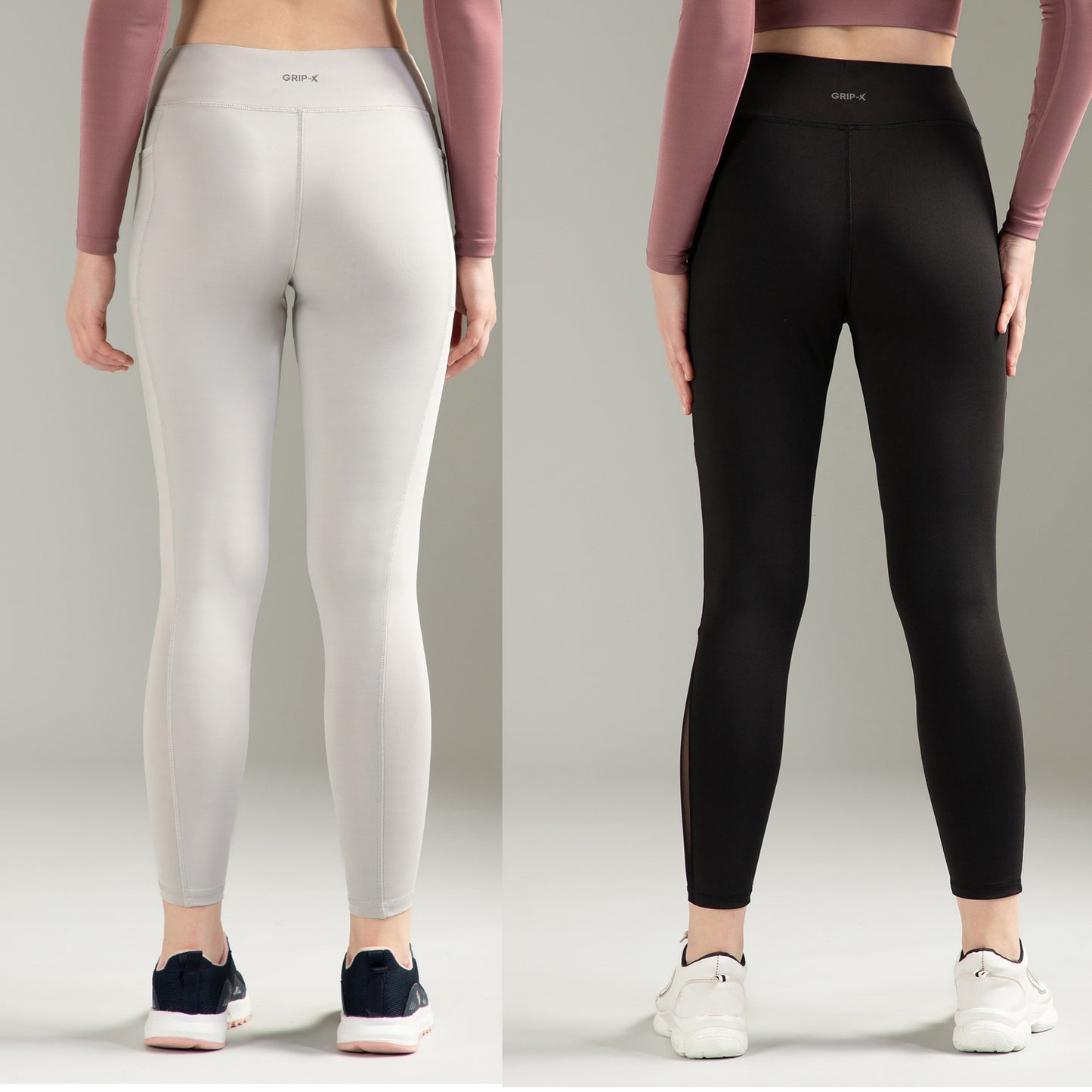 Light Grey & Black Mesh Combo Leggings